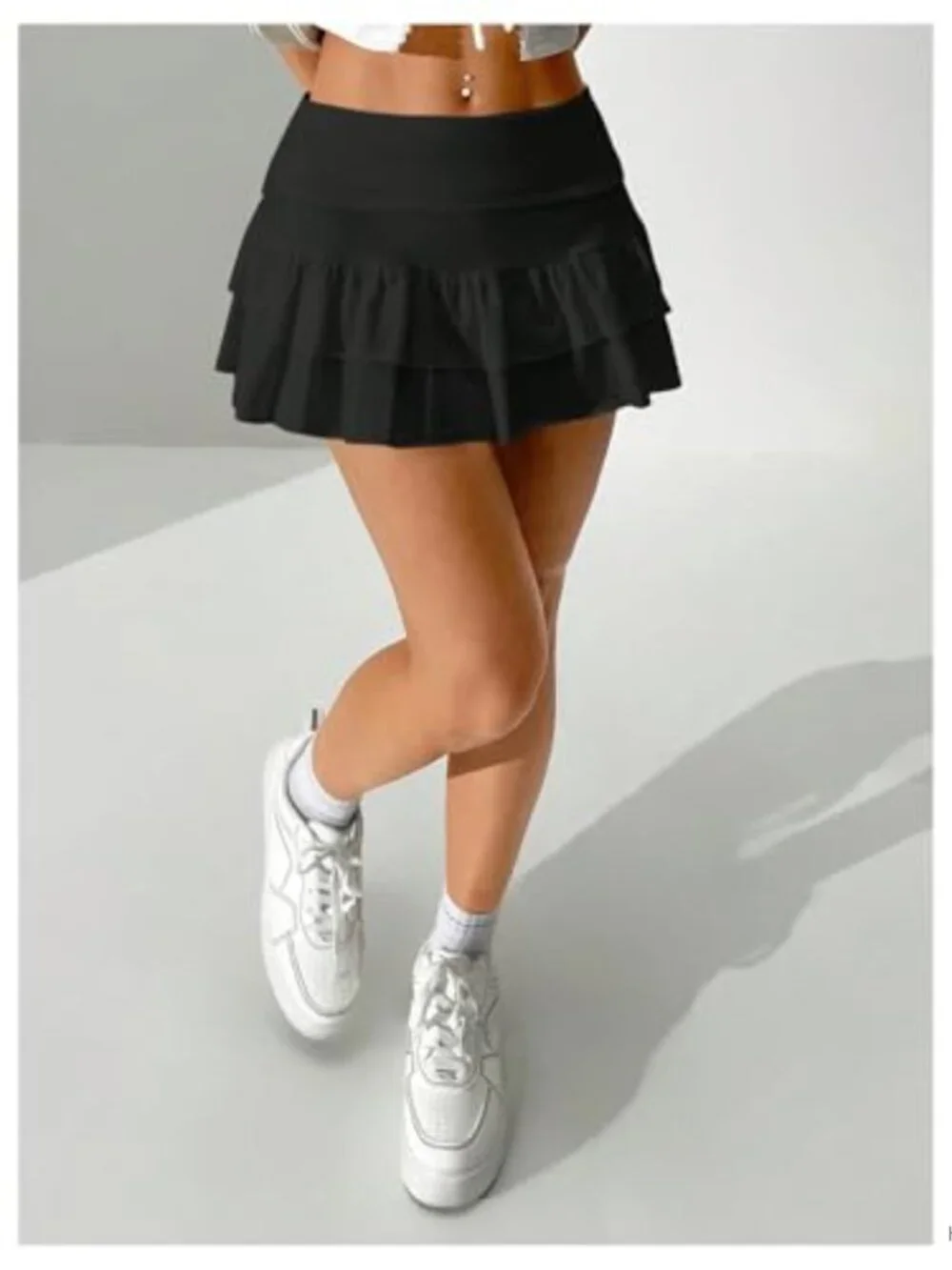 Ruffle Mini Skirt Flowy Layered with Built-in Shorts Y2K